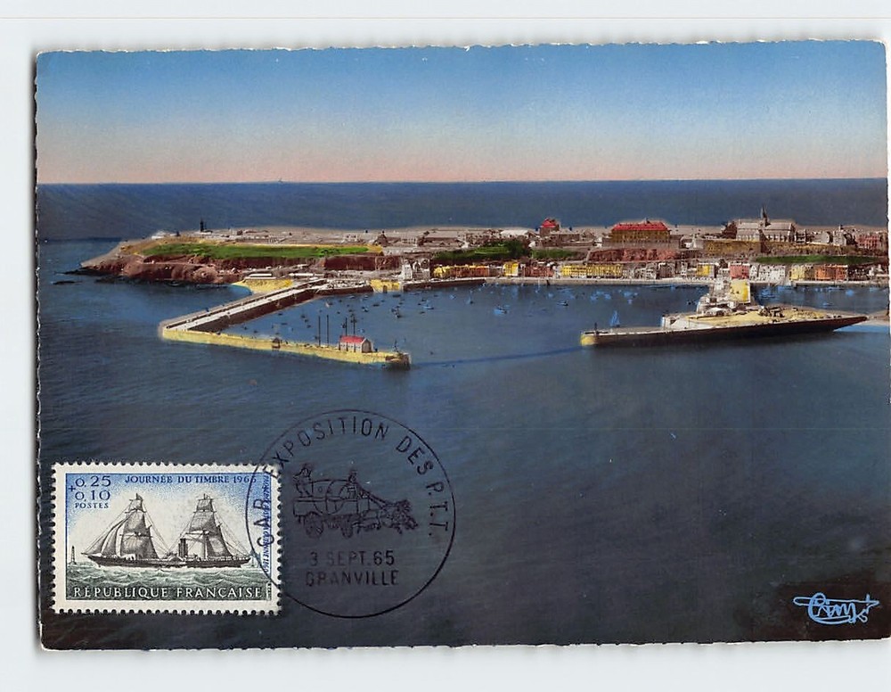 Postcard Vue aérienne du Port et de la Pointe Granville France