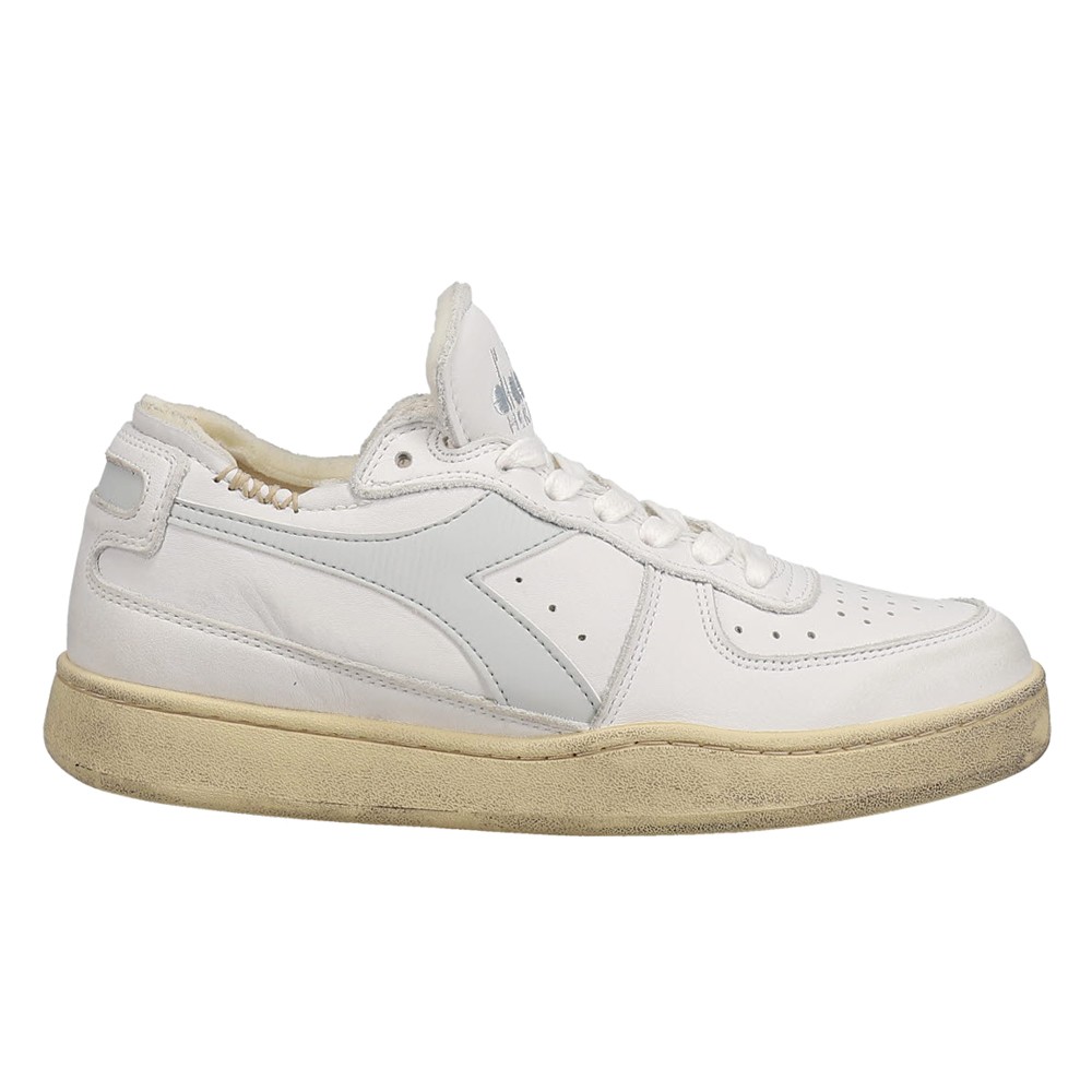 diadora Mi Basket Row Cut Performance Lace Up  Mens White Sneakers Casual Shoes
