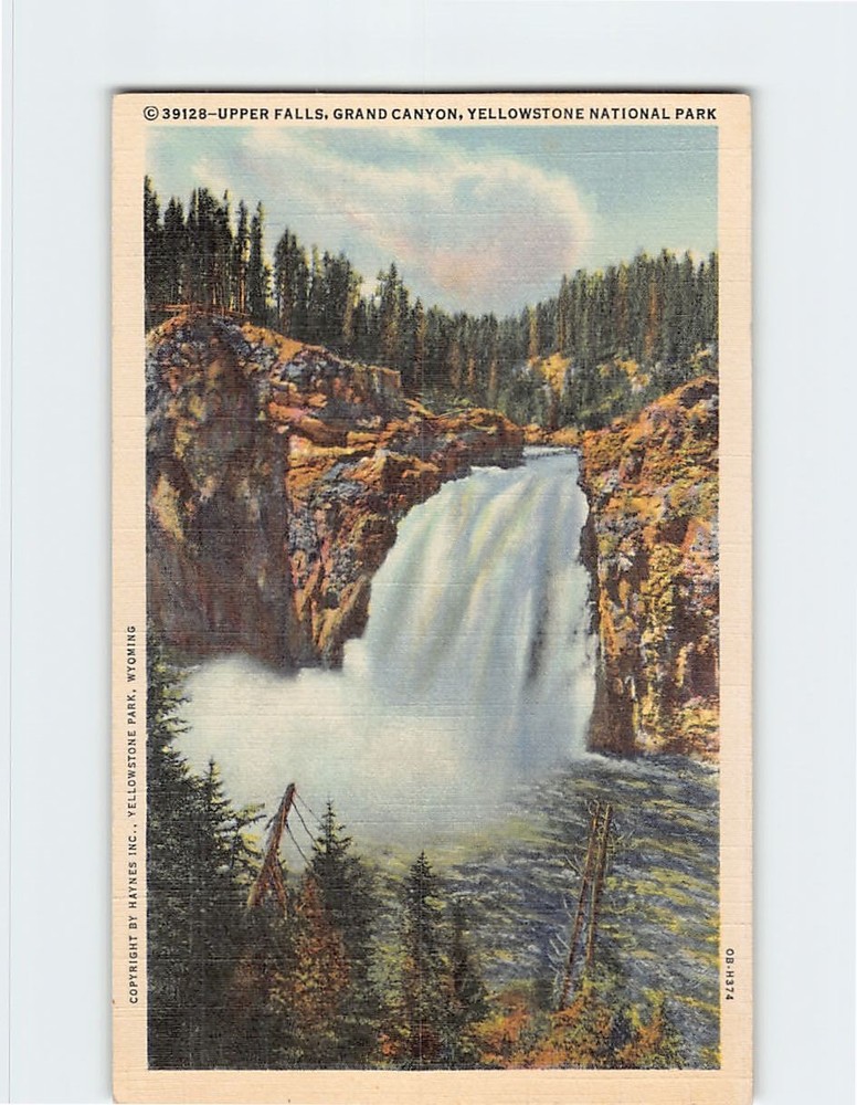Postcard Upper Falls Grand Canyon Yellowstone National Park Wyoming USA