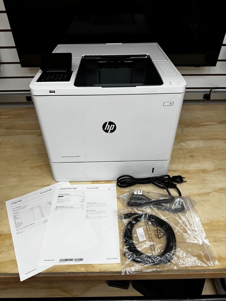 HP LaserJet Enterprise M607 Printer Monochrome Duplex Network Tested Works