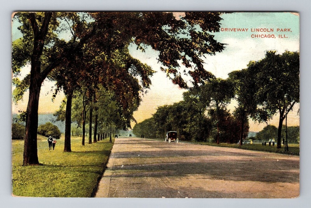 Chicago IL-Illinois, Driveway Lincoln Park, Antique, Vintage c1908 Postcard