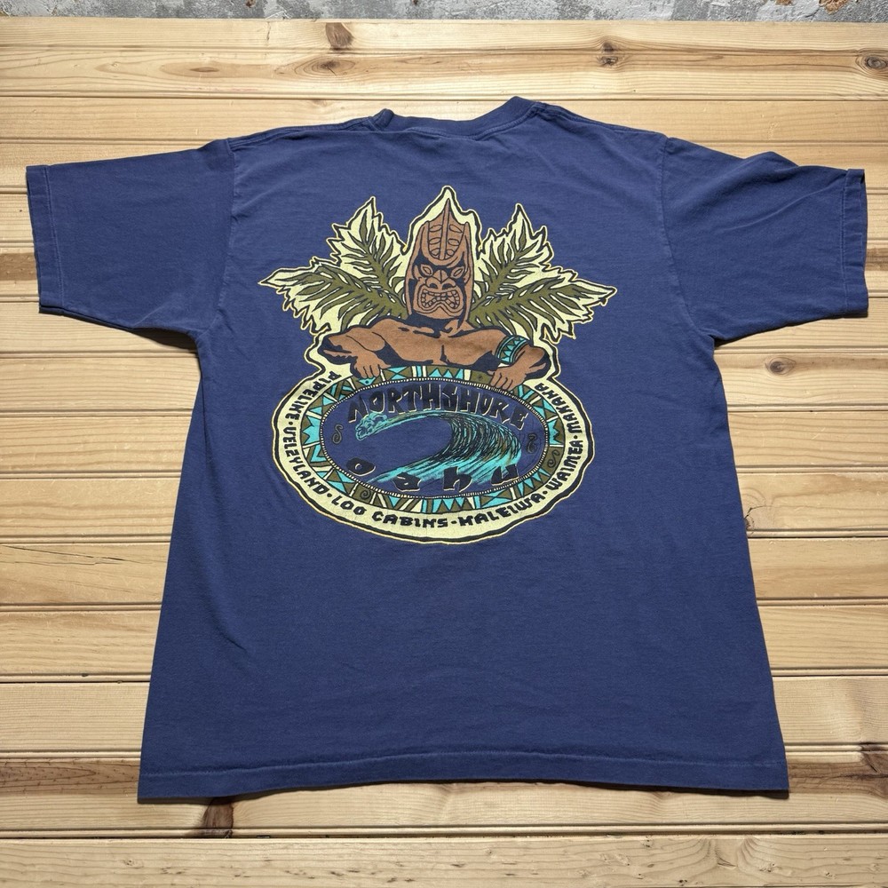 Vintage 90s Island Soul Surfing North Shore Oahu Hawaii Surf Shirt Size Large