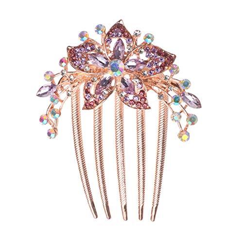 Flower Rhinestones Hair Combs Accessories,Perfect Mother's Day Purple