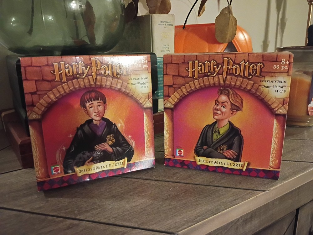 Vintage 2001 Harry Potter Mattel Portrait Series Mini Puzzles Ron & Draco Malfoy
