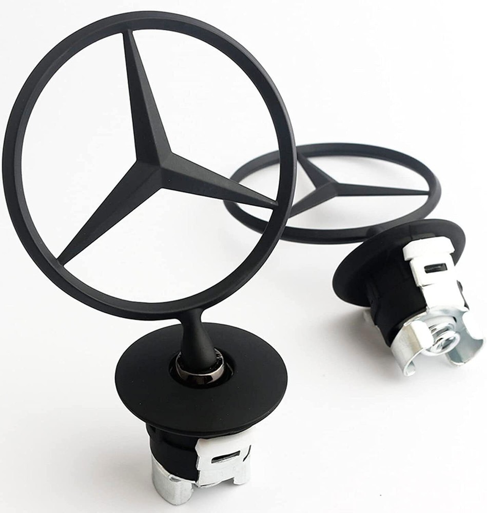 Mercedes C E S Class 3D Black Star Hood Emblem