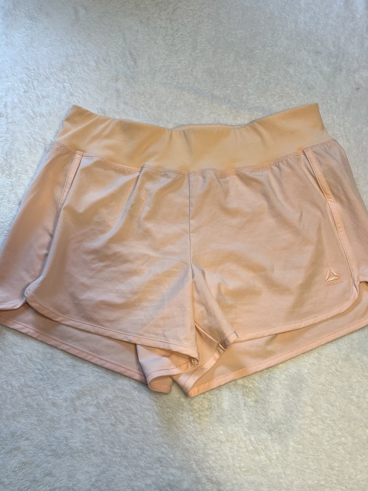 Reebok Women’s Peach Running Shorts Size Large Athletic Workout Lined Activewear