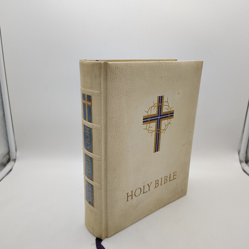 Vintage White Holy Bible Deluxe KJV Large Family Edition Illustrated 1960s