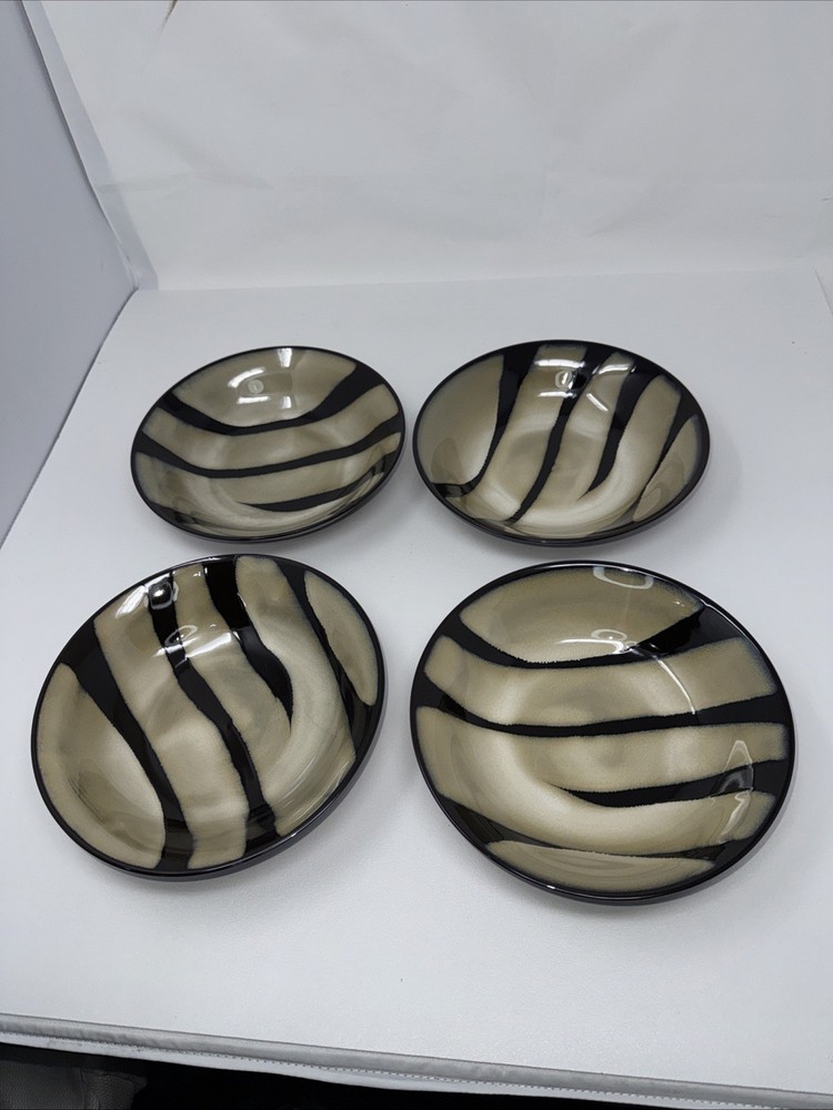 Pier 1 Bowl Zebra Black Brown Set of 4