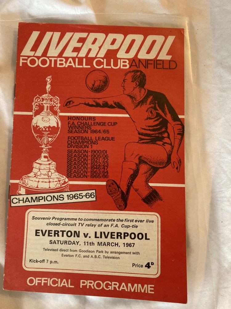 Everton v Liverpool Programme 11 Mar1967 (Screened at Anfield) 66/67
