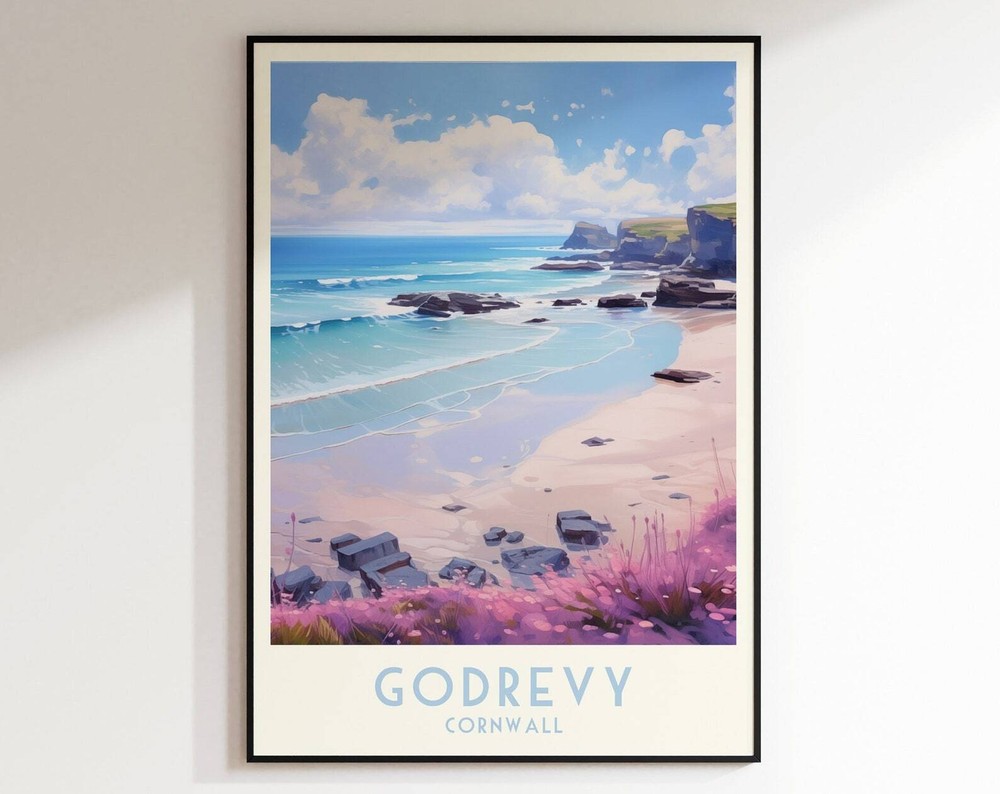 Godrevy Travel Print Englan Print United Kingdom Home Decor Wall Art Wedding