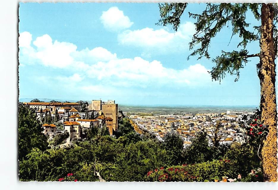 Postcard Panoramic View Alhambra Granada Spain