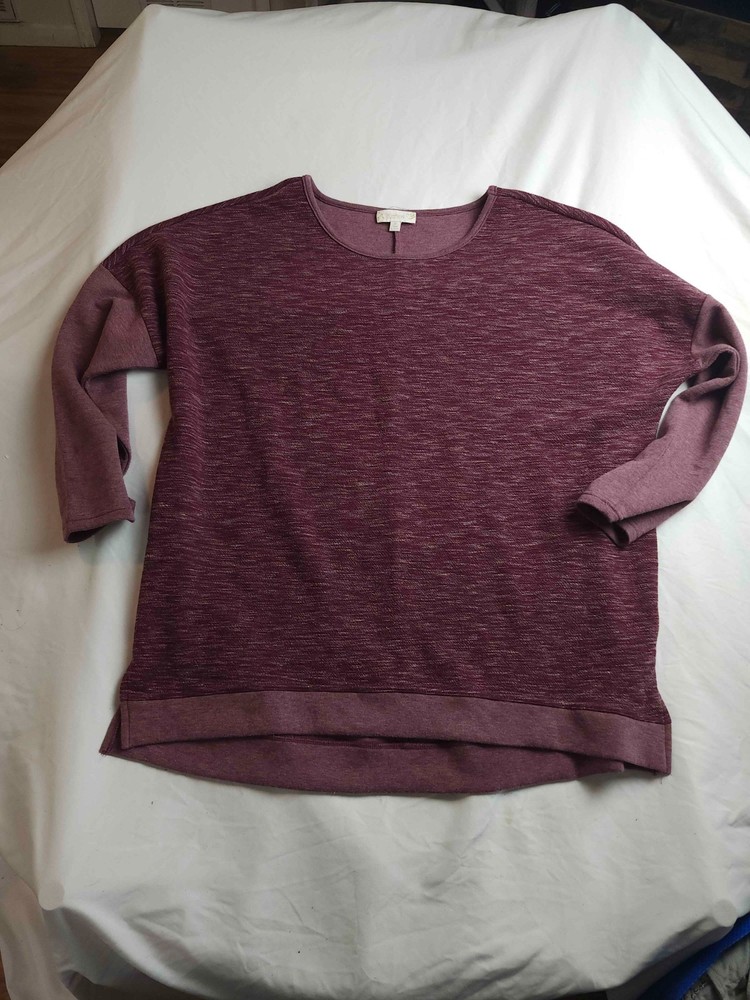 Weekend Suzanne Betro Shirt Top Womens Size 1X Purple 3/4 Sleeve Pullover Casual