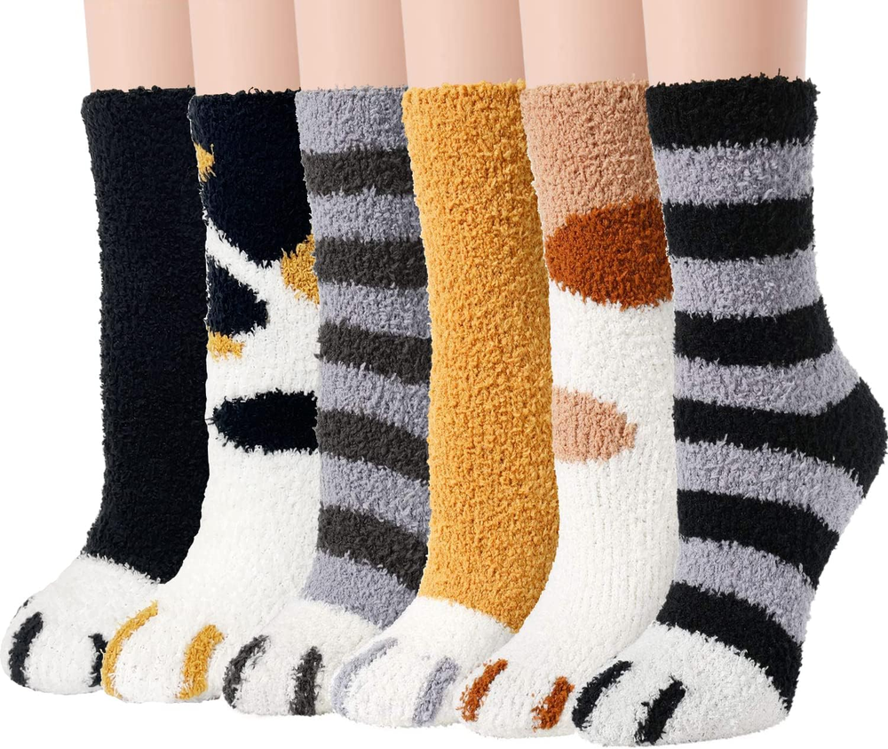 Women Fuzzy Socks Cozy Soft Fluffy Cute Animal Slipper Socks Sleeping Warm Socks
