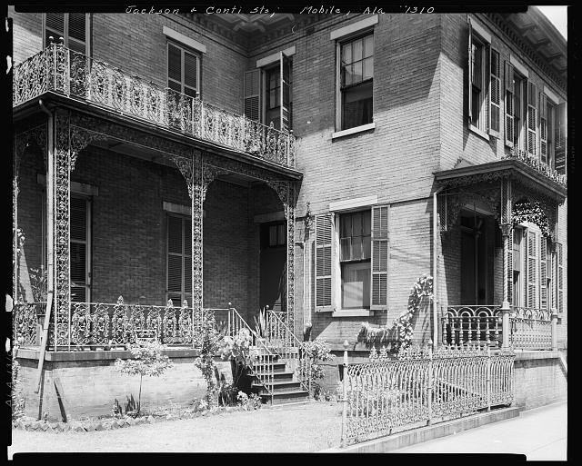Jackson,Conti Street,Ironwork,balconies,fences,Mobile County,Alabama,AL,1939