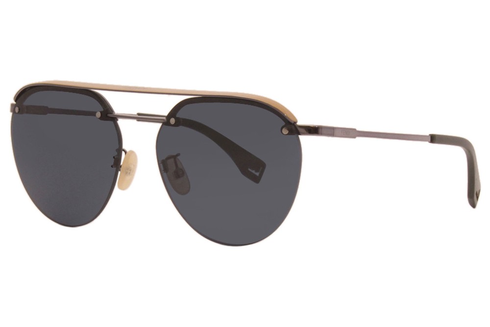 Fendi FF-M0096/S CVWKU Sunglasses for Women Dark Ruthenium Brown Blue Lenses 58mm