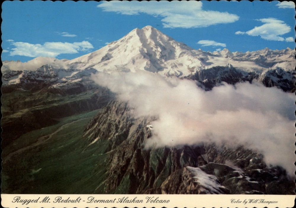 Mt Redoubt Alaska dormant volcanic peak Cook Inlet unused vintage postcard