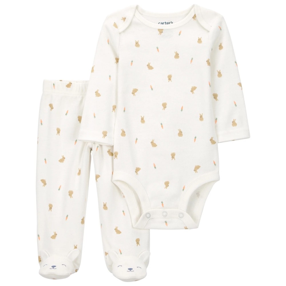 Carter's Newborn Child of Mine Bunny Rabbit 2 Piece Long Sleeve Pants Set New