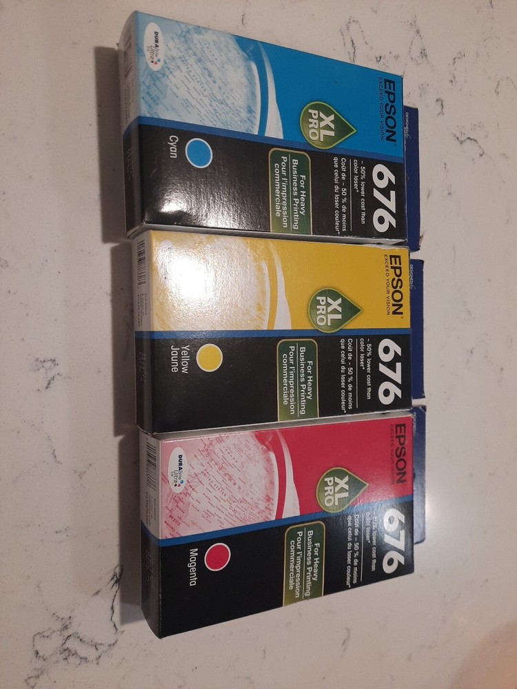 Epson 676XL High Yield Cyan, Magenta, and Yellow Ink Cartridges