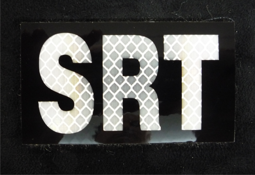 3.5x2 Inch SRT Hi-Vis 3M Reflective Black Patch with Velcro Fastener  