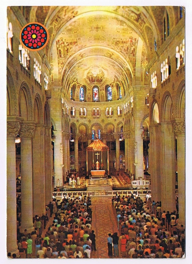 Postcard Quebec Canada Ste Anne de Beaupre Interior Of Basilica