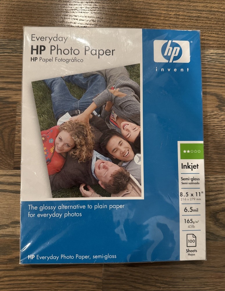 NEW HP EVERYDAY Semi-gloss Photo Paper ANY INKJET PRINTER 100 sheets 8.5