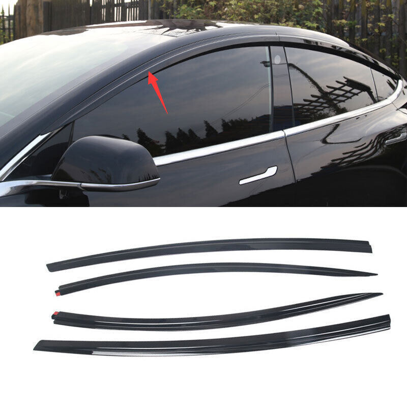 For Tesla 3 2017-2025 Black Car Window Visor Deflector Sun/Rain Shield Guard