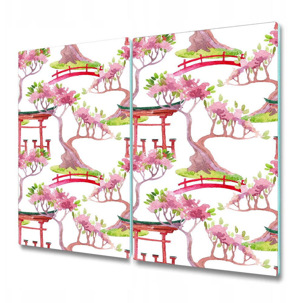 Tempered Glass Chopping Board Worktop Saver Japanese pink and white 2x30x52