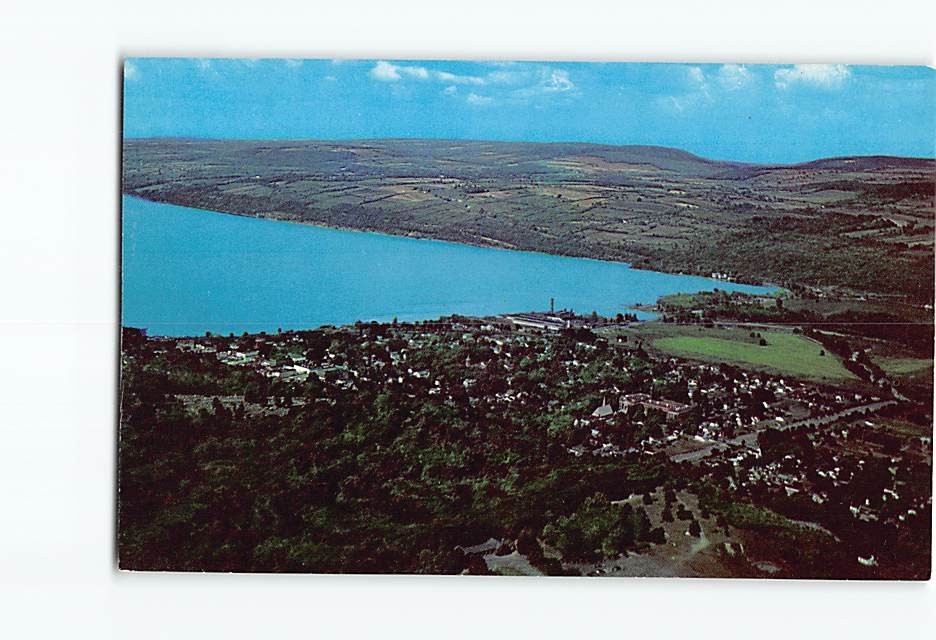 Postcard Aerial View Seneca Lake & Watkins Glen New York USA