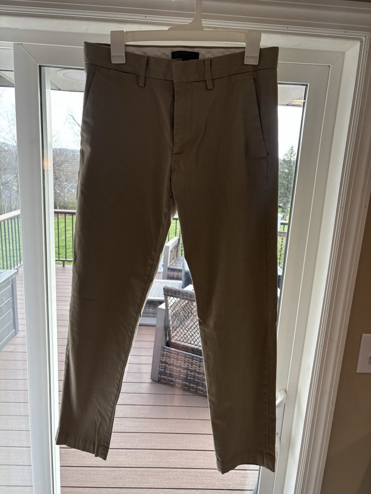 Banana Republic Athletic Tapered Chino Pants Beige Cotton Twill Zip Men 30x30