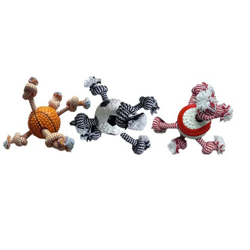 Multipet Doglucent TRP Tug Sports Balls Dog Toy Assorte