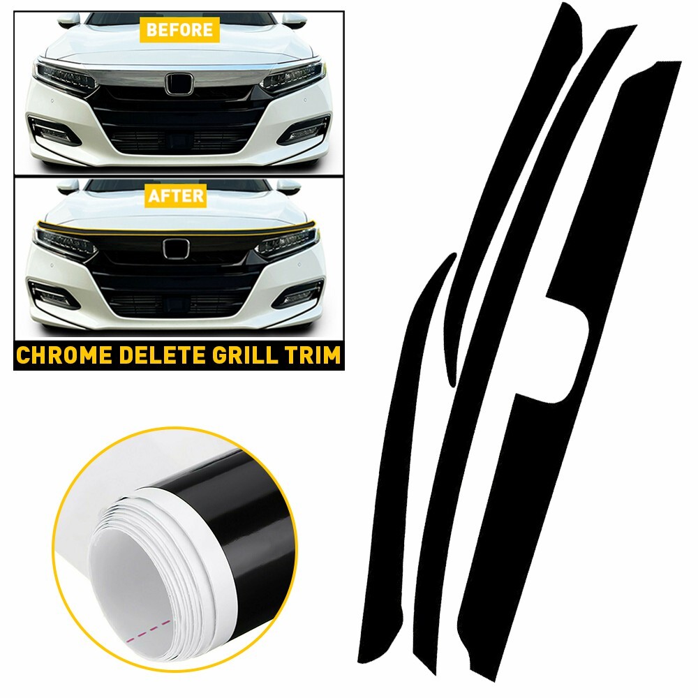 For Honda Accord 2018 -2020 Front Grille Black Blackout Delete Precut Vinyl Trim