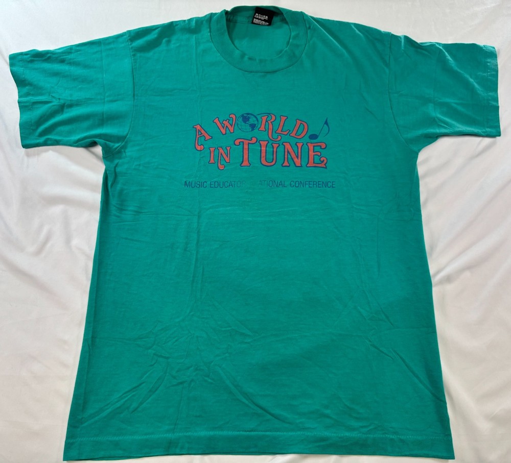Vintage Single Stitch T Shirt Mens Sz Large Music Educators Conference Teal