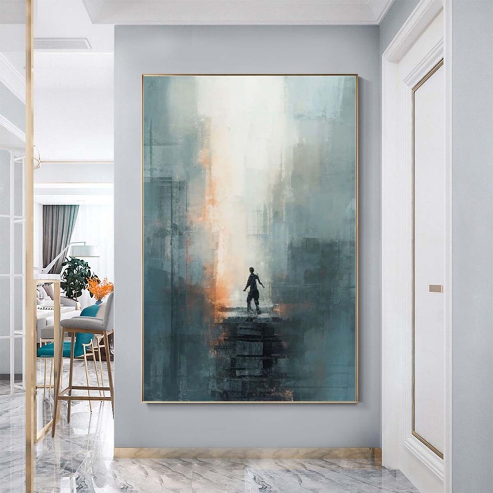 Modern Grey Wall Art Canvas Painting Hand Painted Decorative Painting Large Size