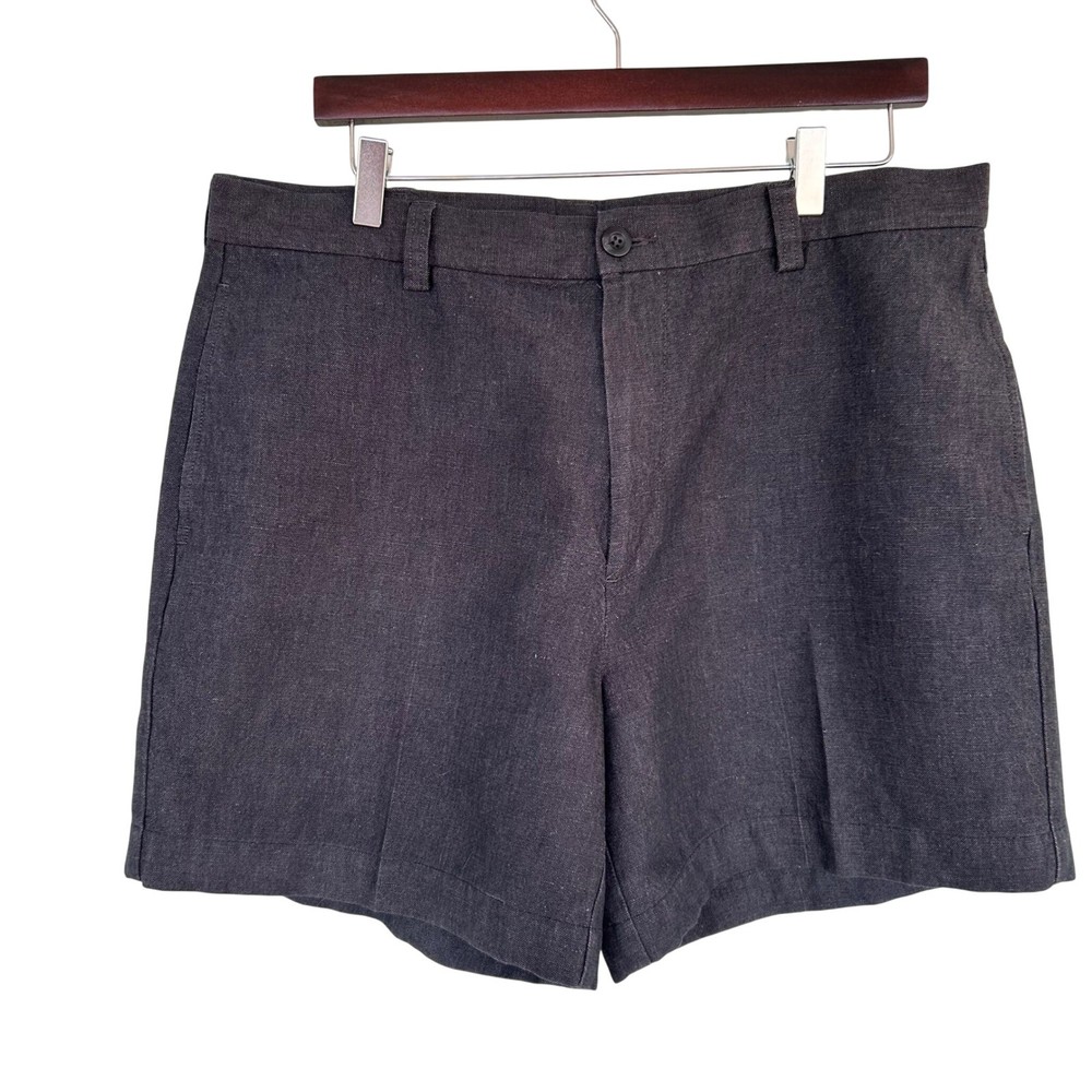 LL Bean Mens Linen Cotton Blend Shorts Gray Size 36 Flat Front Casual