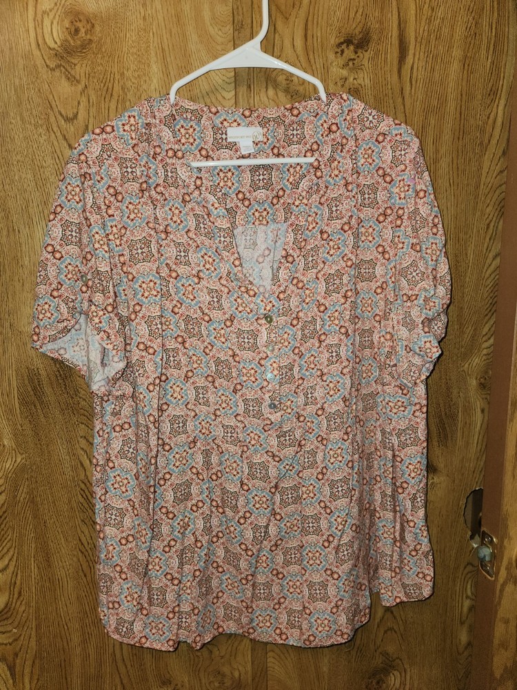 WESTPORT 1968 Womens Size 3X Multicolor Short Sleeve Blouse