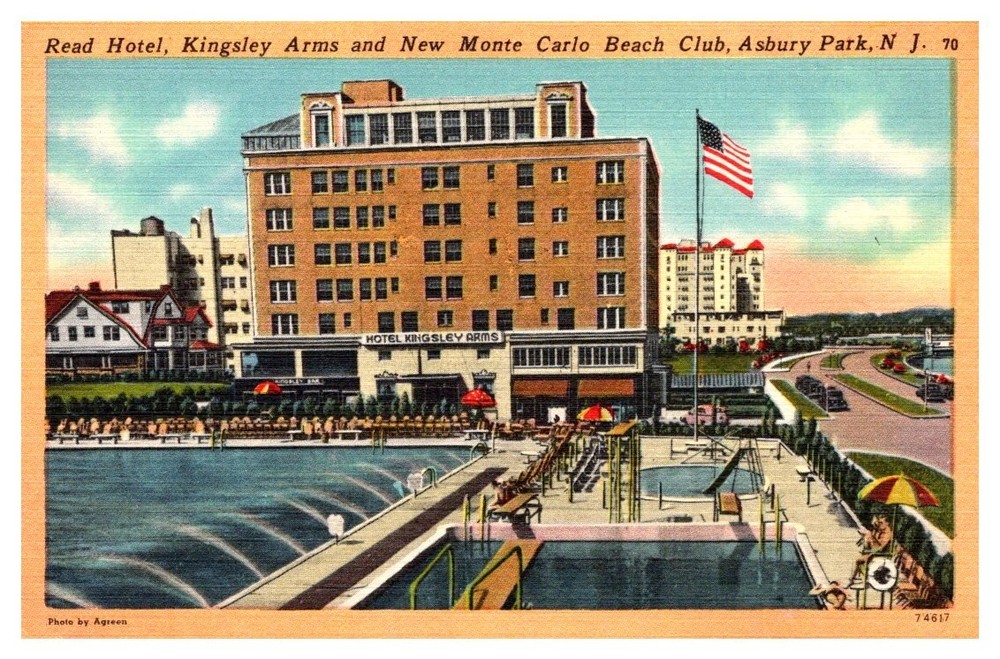 1940s Kingsley Arms & New Monte Carlo Asbury Park New Jersey Vintage Postcard