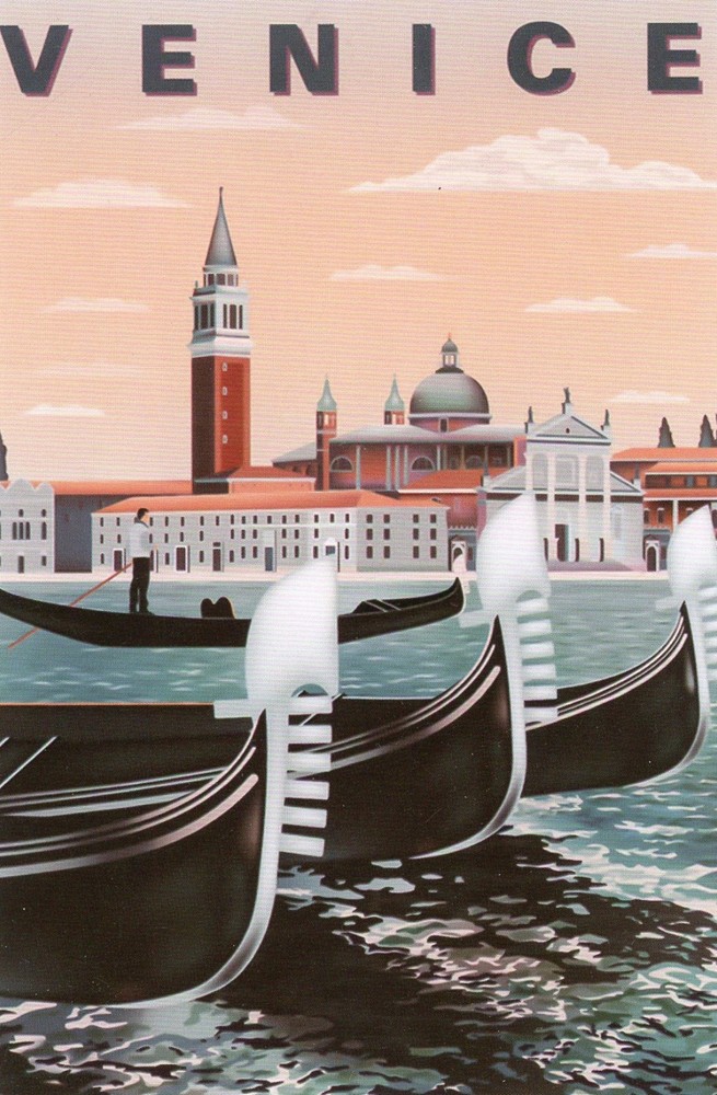 Venice, Italy, Gondolas & Canal (Address Side Blank) -New POSTCARD