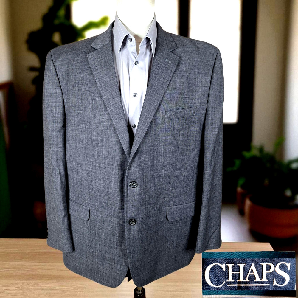 Chaps Jacket Blazer Mens 50R Gray Single Vented
