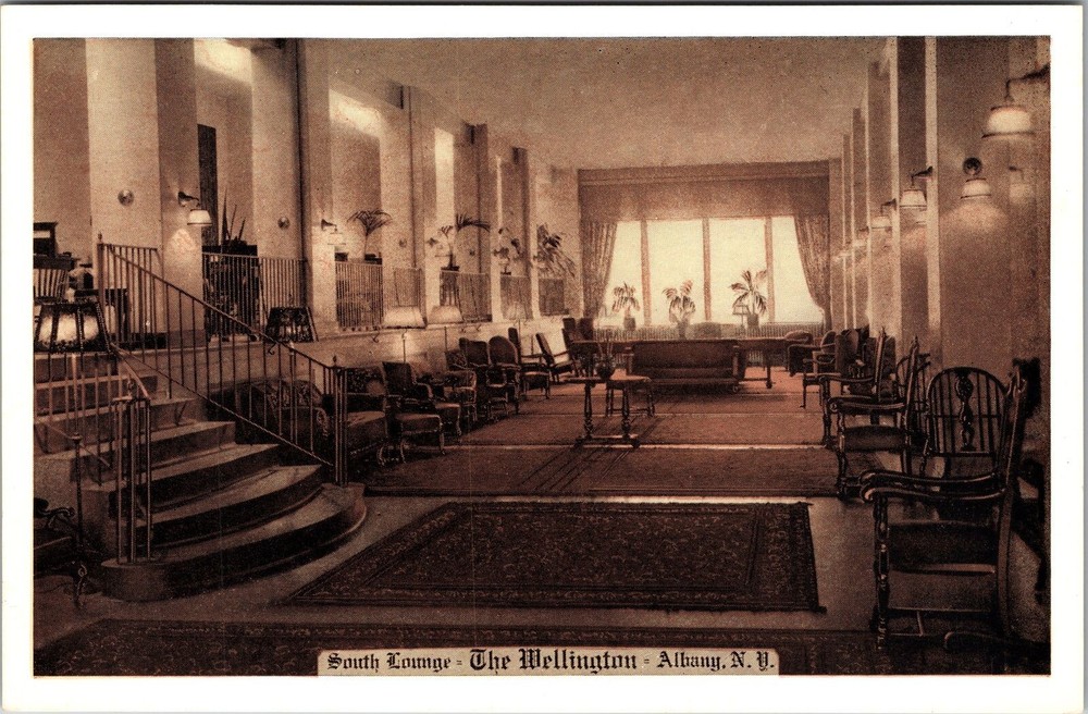 Albany NY-New York, The Wellington, South Lounge, Vintage Postcard