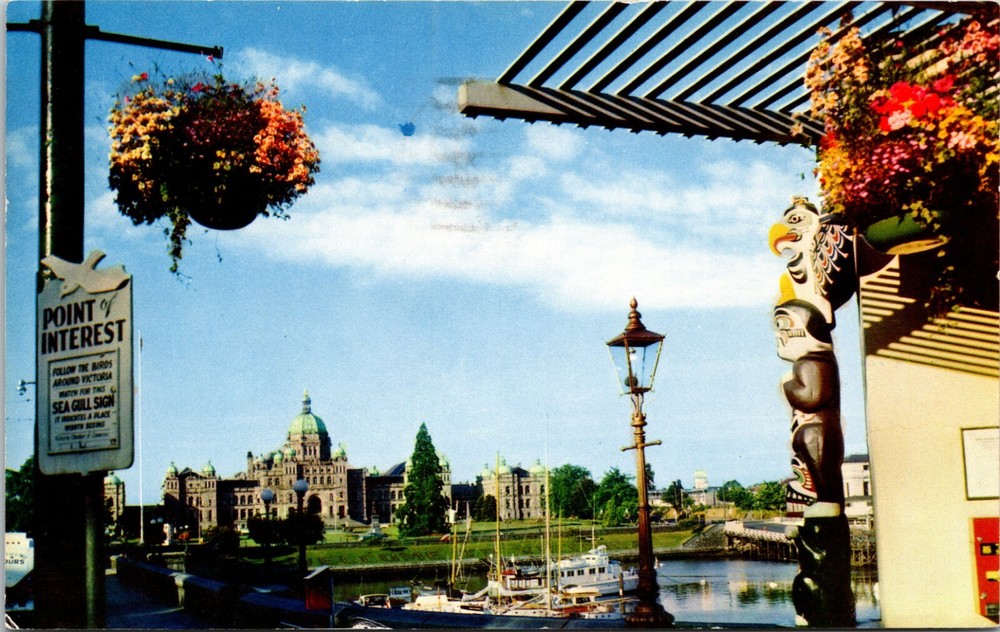 View of Inner Harbor Victoria British Columbia Canada Vintage Postcard