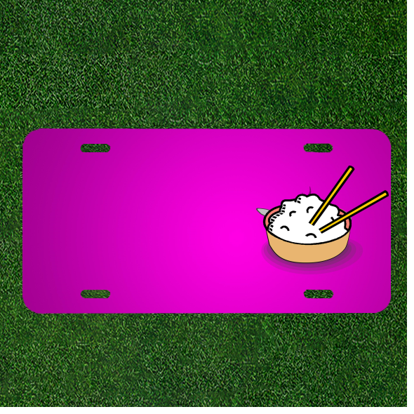 Personalized Car License Plate with Names | Rice Bowl Chopstick Design
