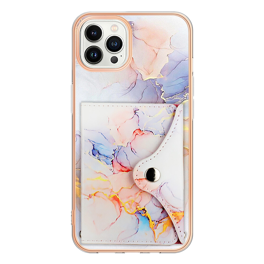 For iPhone 15 Pro Max 14 13 12 11 SE 2022 Marble Texture Card Pocket Phone Case