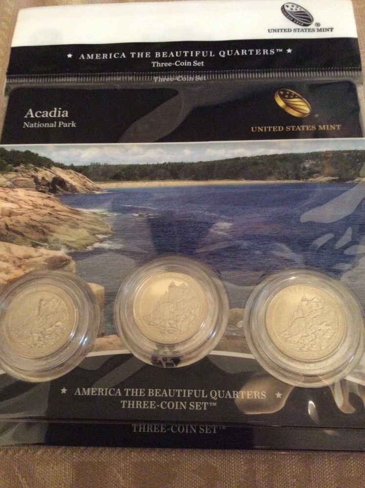2012 U.S. MINT ACADIA NATIONAL PARK AMERICA THE BEAUTIFUL PDS COIN SET-image