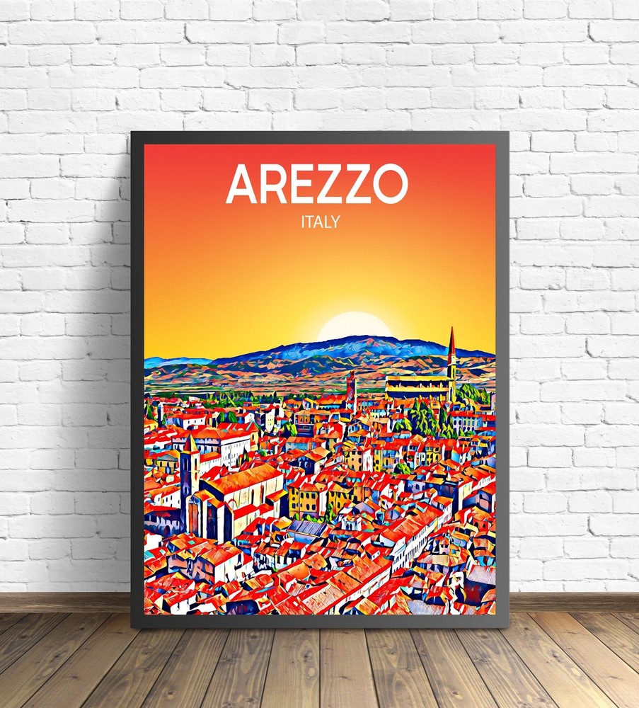 Arezzo Italy Art Poster Sunset Night Poster Art Print Arezzo City Modern Wall