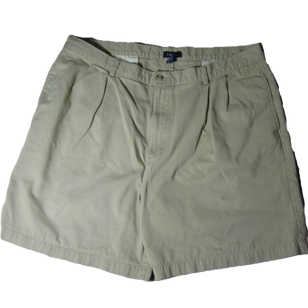 IZOD Chino Shorts Men's Sz 40 Beige Pleated 7