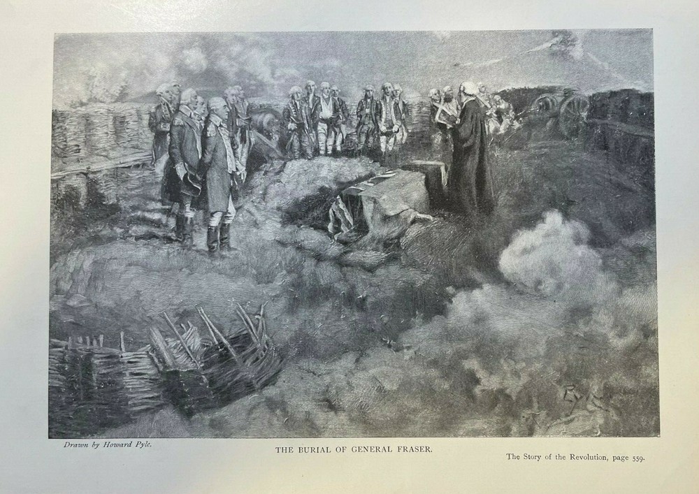 1898 Vintage Illustration Burial of General Fraser Revolutionary War