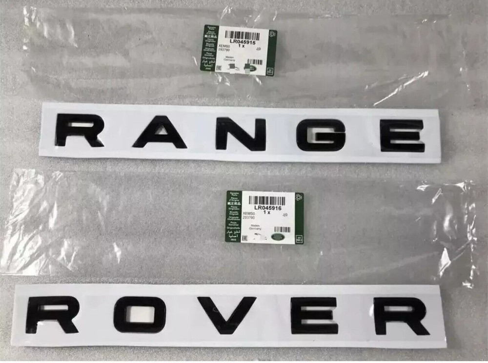 NEW GENUINE Gloss Black Range Rover Badge FULL SET Front & Rear & Stencil🇬🇧