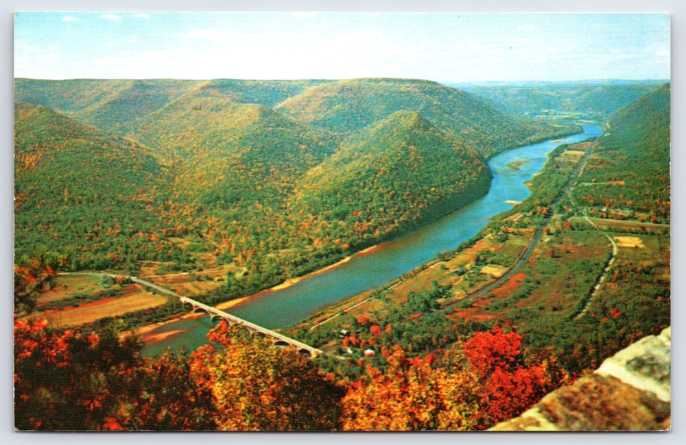 Vintage Postcard Renovo Pennsylvania Aerial Hyner View Susquehanna River Bridge
