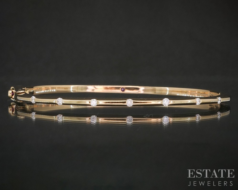 18k Rose Gold Roberto Coin Natural Diamond Hinged Bangle Bracelet 19.8g p17526