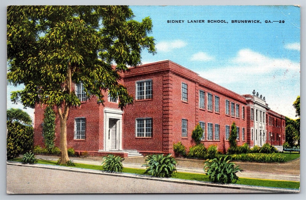 Sidney Lanier School Brunswick GA C1940 Linen Postcard W16